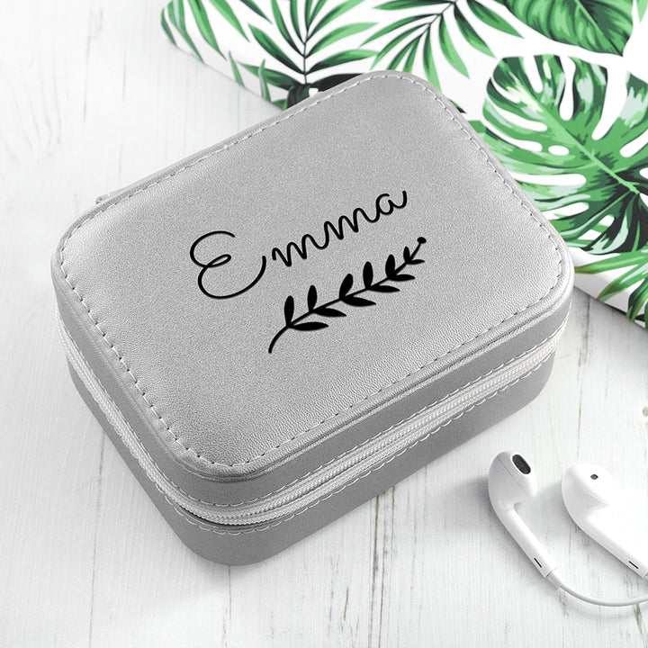 Personalised Wreath Silver Travel Jewellery Case