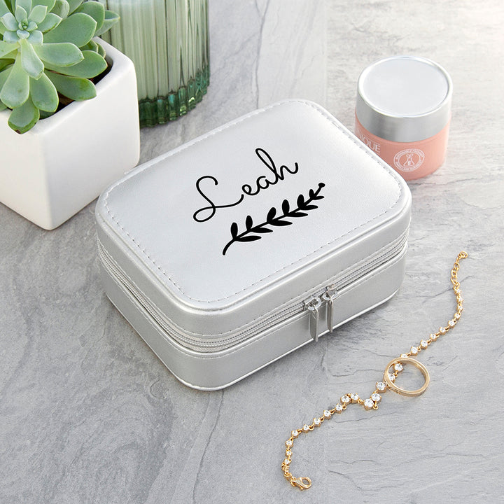 Personalised Wreath Silver Travel Jewellery Case