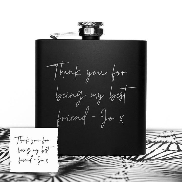 Personalised Handwriting Black Hip Flask