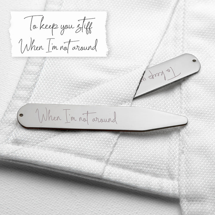 Personalised Handwriting Collar Stiffeners - Silver