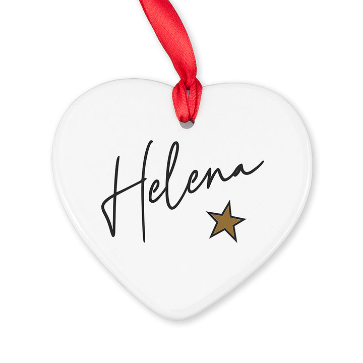 Personalised Christmas Star Heart Decoration
