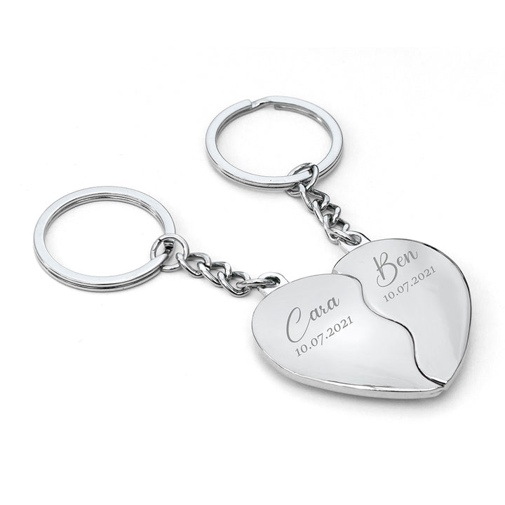 Personalised Special Date Heart Keyring Set
