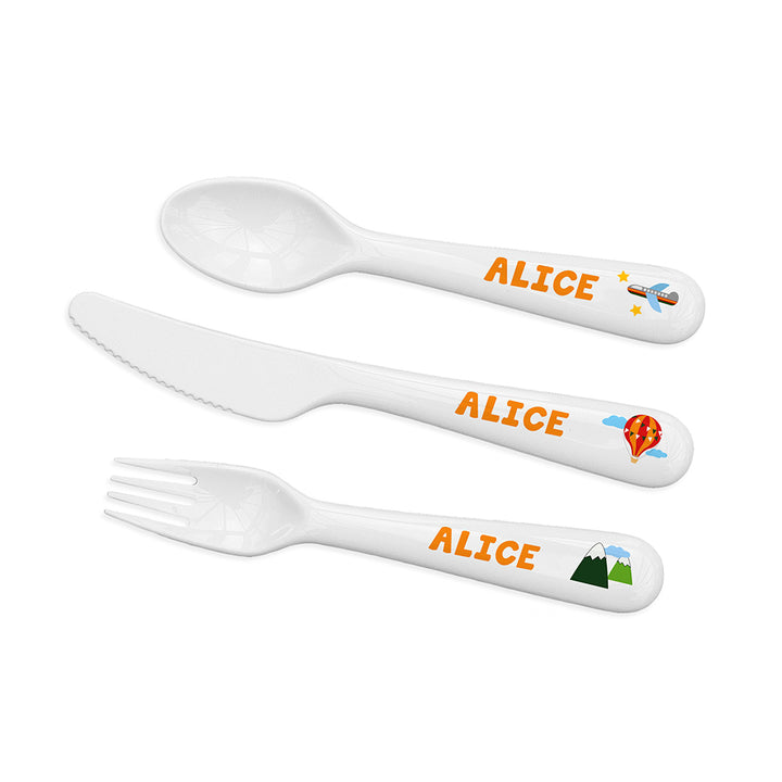 Personalised Kids Adventure Cutlery Set - Plastic