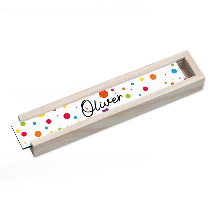Personalised Kids Slim Polka Dot Pencil Box