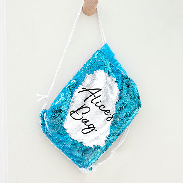 Personalised Kids Hidden Message Sequin Bag - Blue