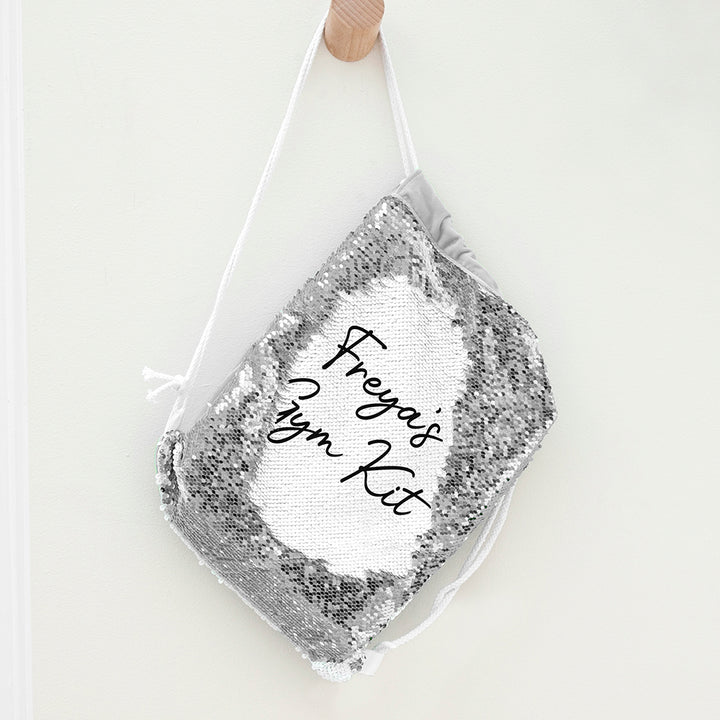 Personalised Kids Hidden Message Sequin Bag - Silver