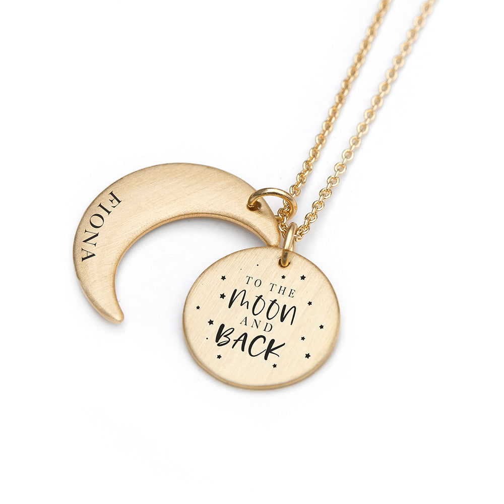 Personalised Moon & Back Necklace