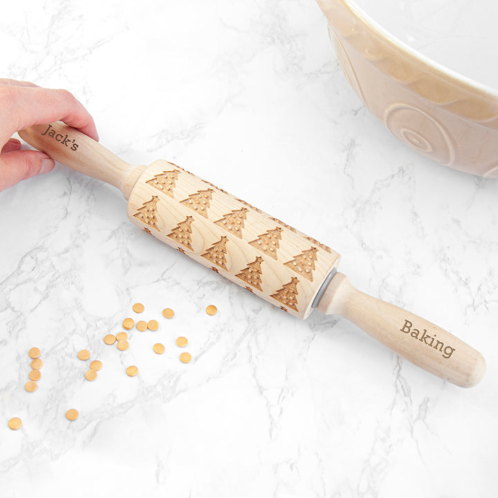 Personalised Kids Christmas Tree Dough Decorating Rolling Pin