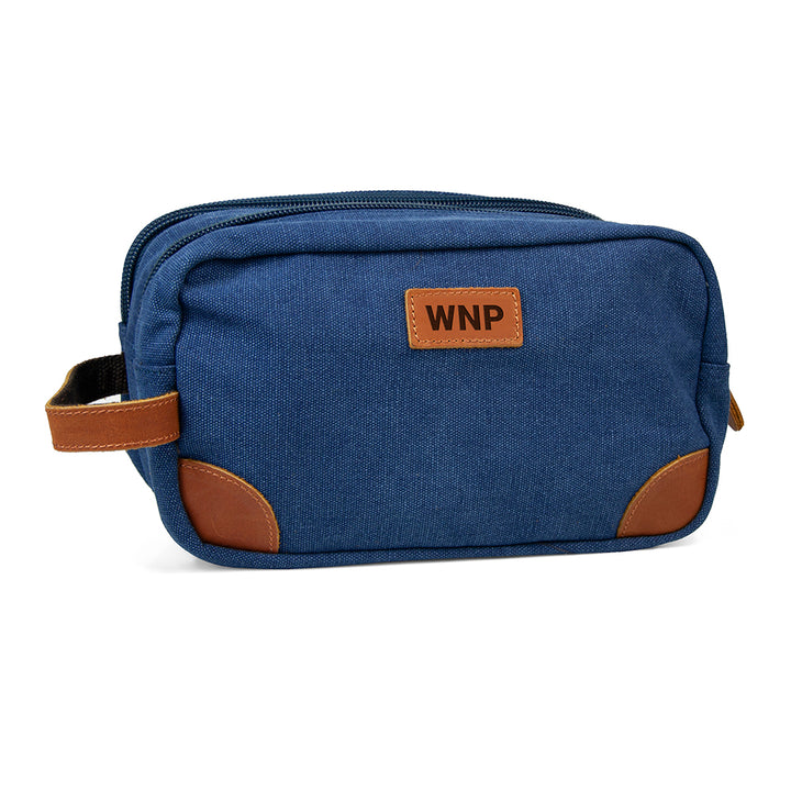 Personalised Deluxe Denim Wash Bag Blue