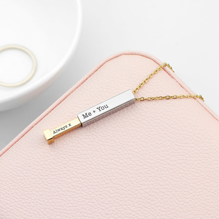 Personalised Gold and Silver Square Hidden Message Capsule Women's Necklace