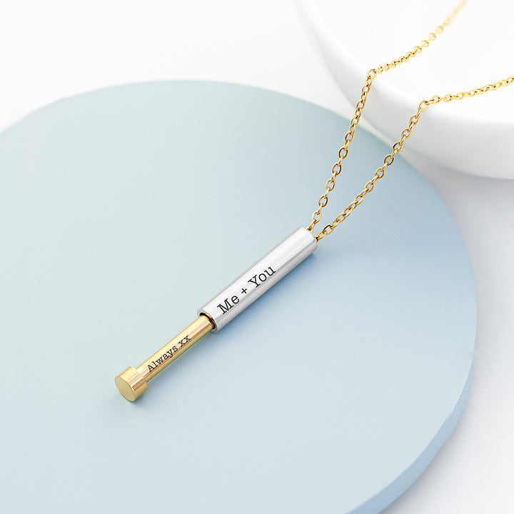 Personalised Gold and Silver Round Hidden Message Capsule Women's Necklace
