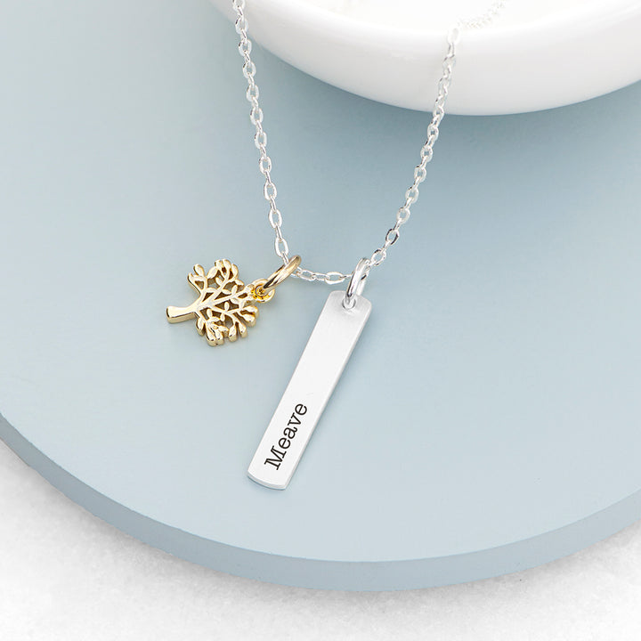 Personalised Tree of Life Vertical Bar Necklace