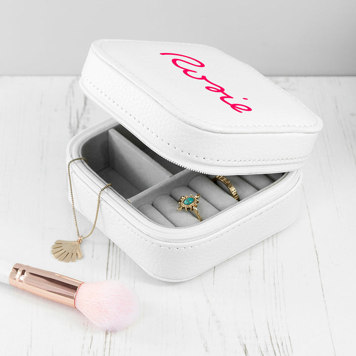 Personalised Summer Style White Jewellery Case - Pink
