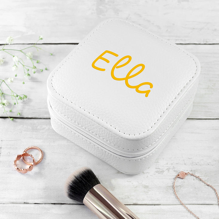 Personalised Summer Style White Jewellery Case - Yellow