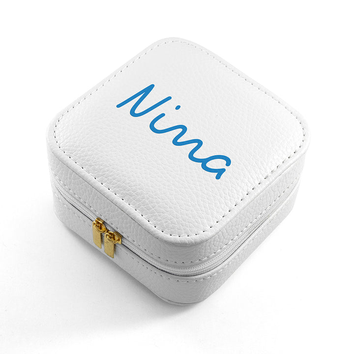 Personalised Summer Style White Jewellery Case - Blue