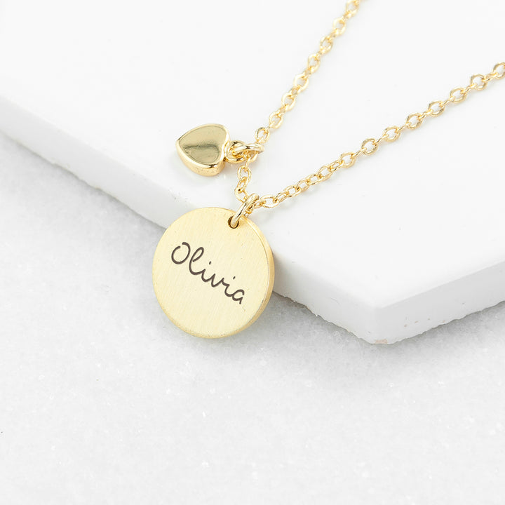 Personalised Summer Style Heart and Disc Necklace - Gold