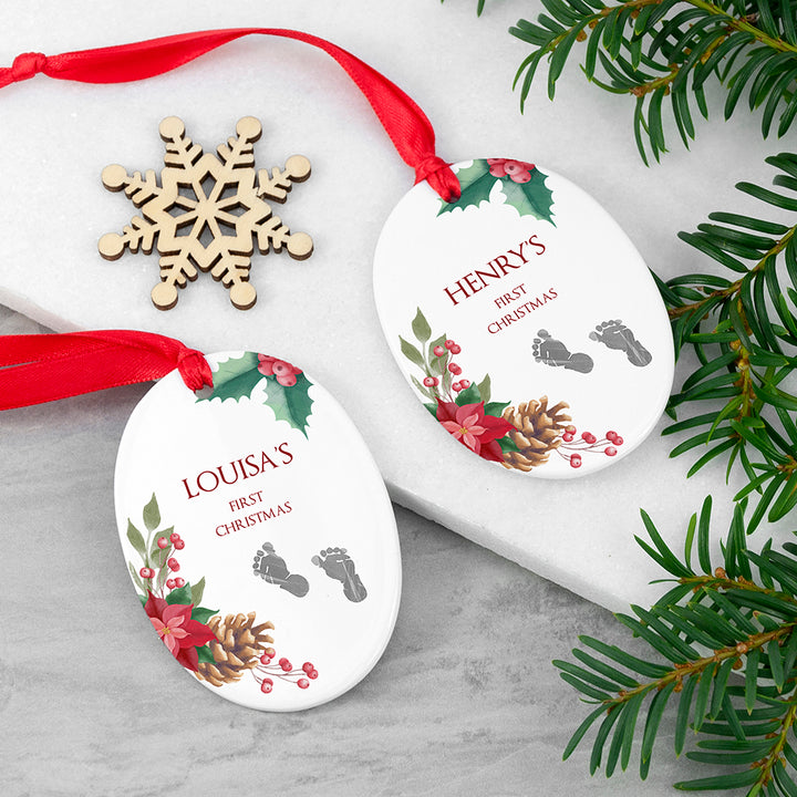 Personalised Baby's First Christmas Oval Ornament