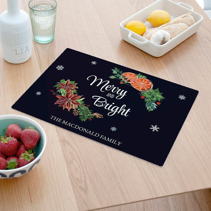 Personalised Christmas Floral Rectangular Chopping Board