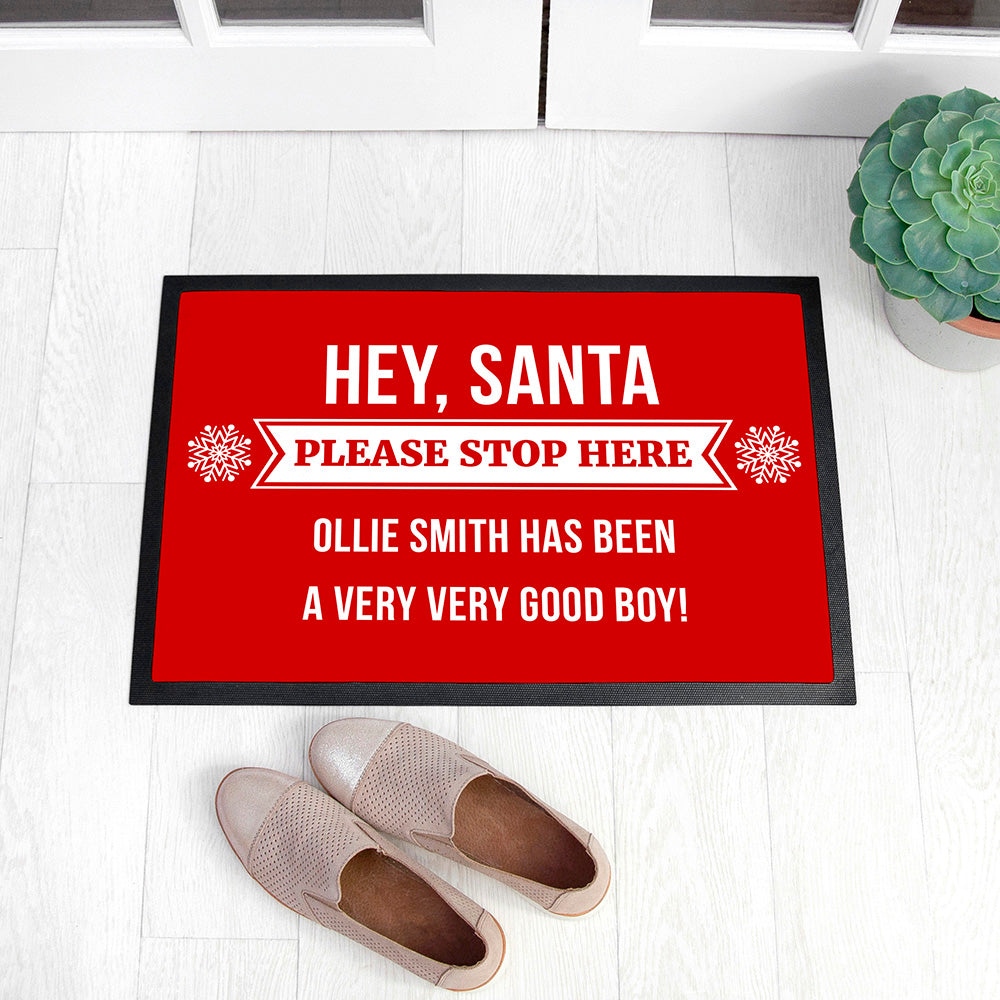 Personalised Hey Santa Christmas Indoor Doormat