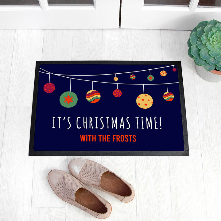 Personalised Christmas Bauble Indoor Doormat