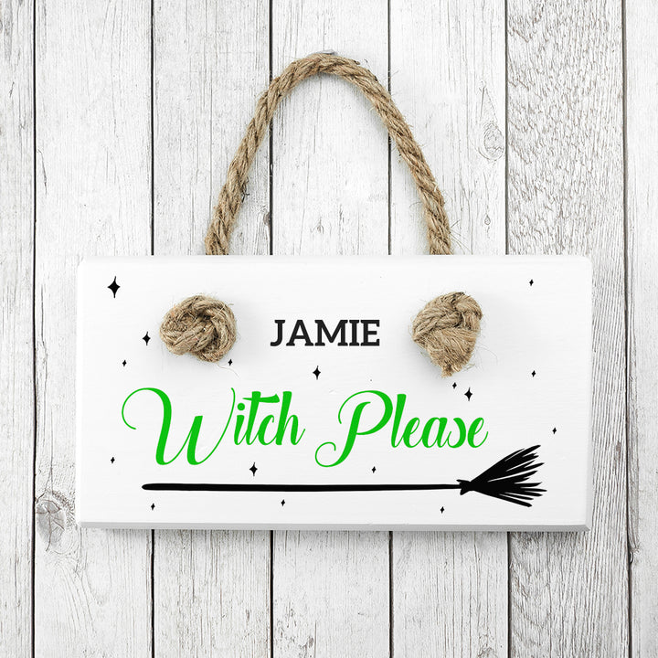 Personalised Halloween Witches Broom Sign