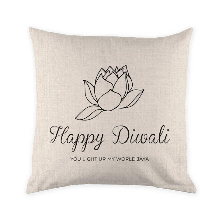 Personalised Diwali Lotus Cushion Cover
