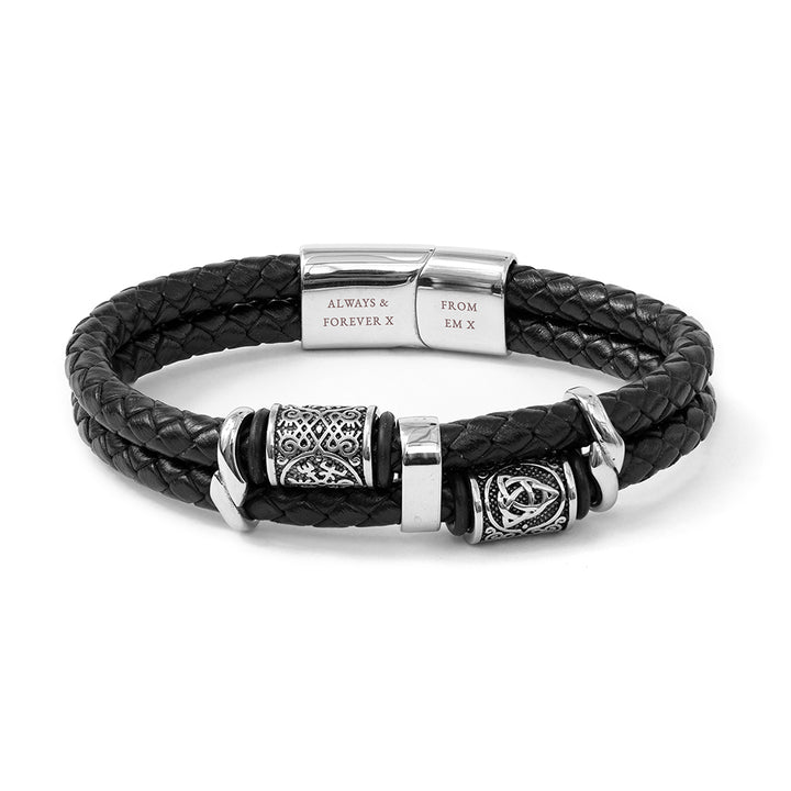 Personalised Men's Celtic Knot Leather Bracelet