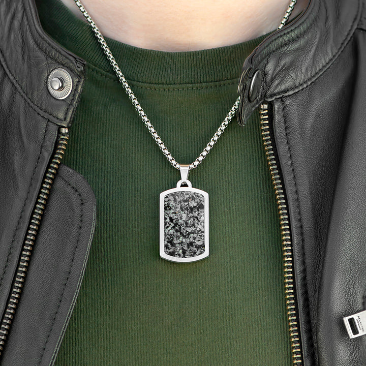 Personalised Men's Snowflake Obsidian Dog Tag Necklace