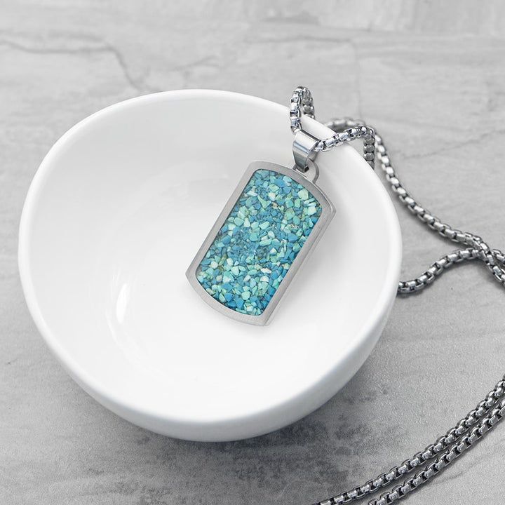Personalised Men's Blue Turquoise Dog Tag Necklace