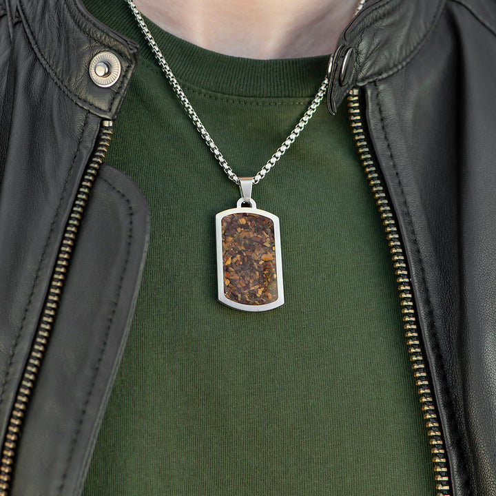 Personalised Men's Tiger's Eye Dog Tag Necklace