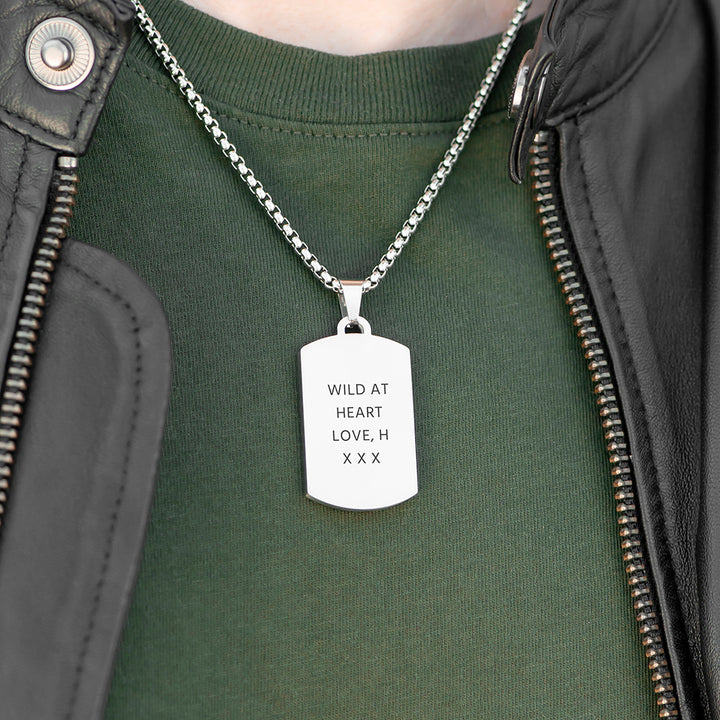 Personalised Men's Tiger's Eye Dog Tag Necklace