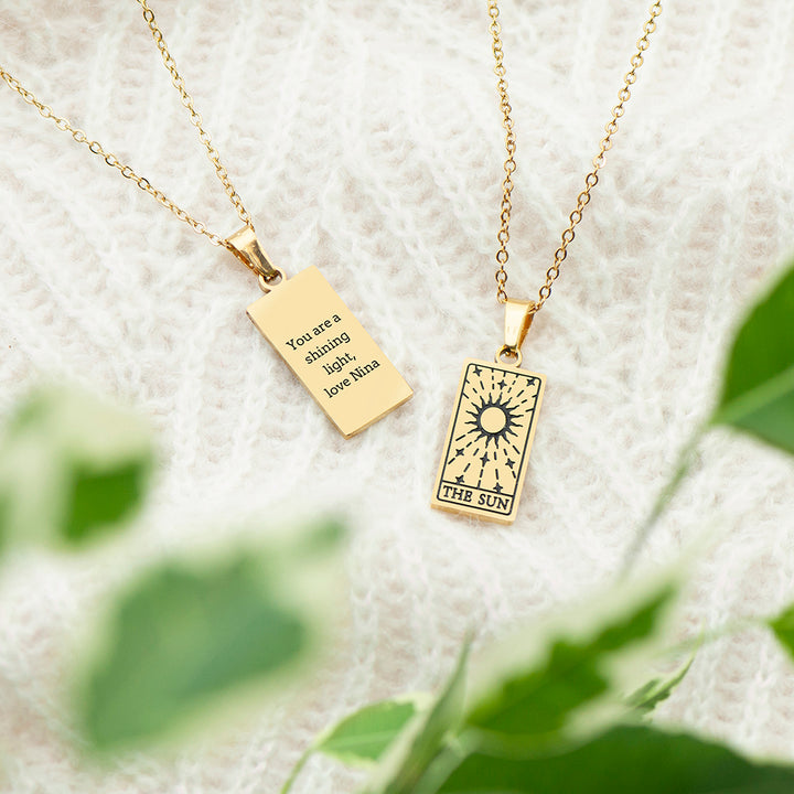Personalised Sun Tarot Card Necklace