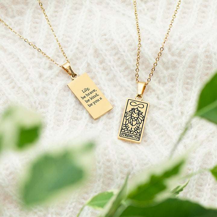 Personalised Strength Tarot Card Necklace