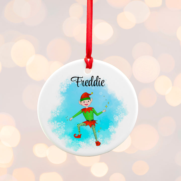 Personalised Playful Elf Christmas Ornament