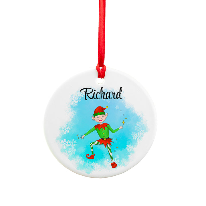 Personalised Playful Elf Christmas Ornament