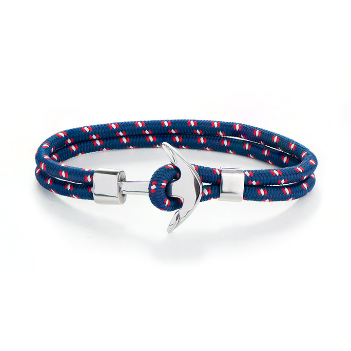 Personalised Mens Blue Rope Nautical Anchor Bracelet