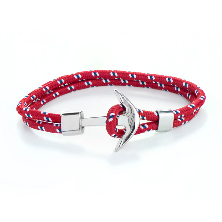 Personalised Mens Red Rope Nautical Anchor Bracelet