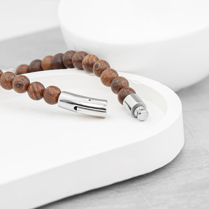 Personalised Mens Wooden Buddha Bracelet