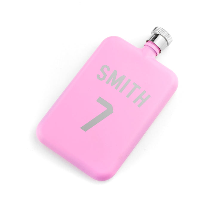 Personalised Pink Slimline Football Shirt Hip Flask