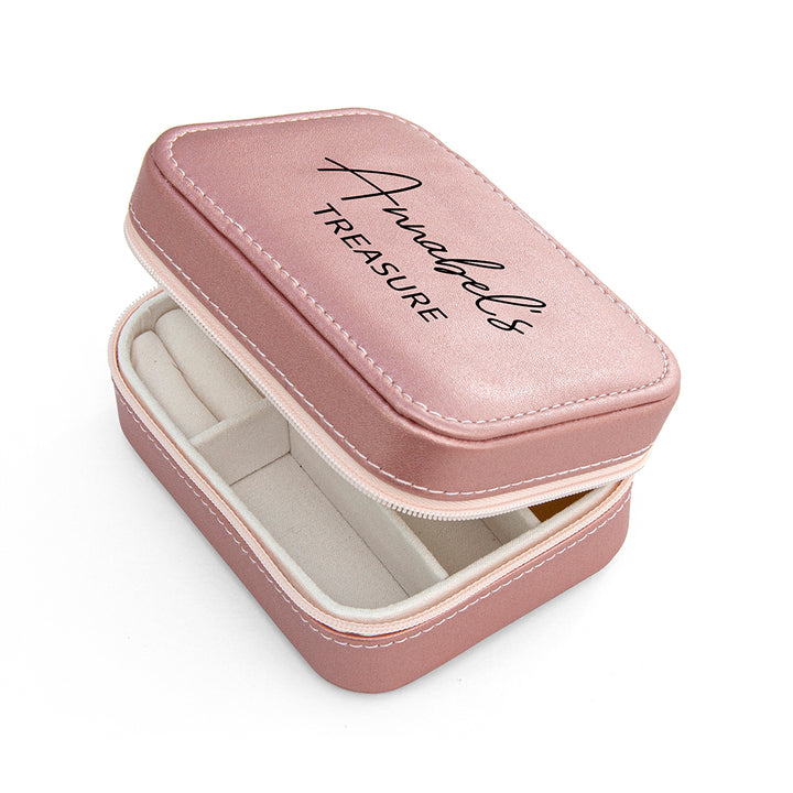 Personalised Pink 'My Treasure' Travel Jewellery Case