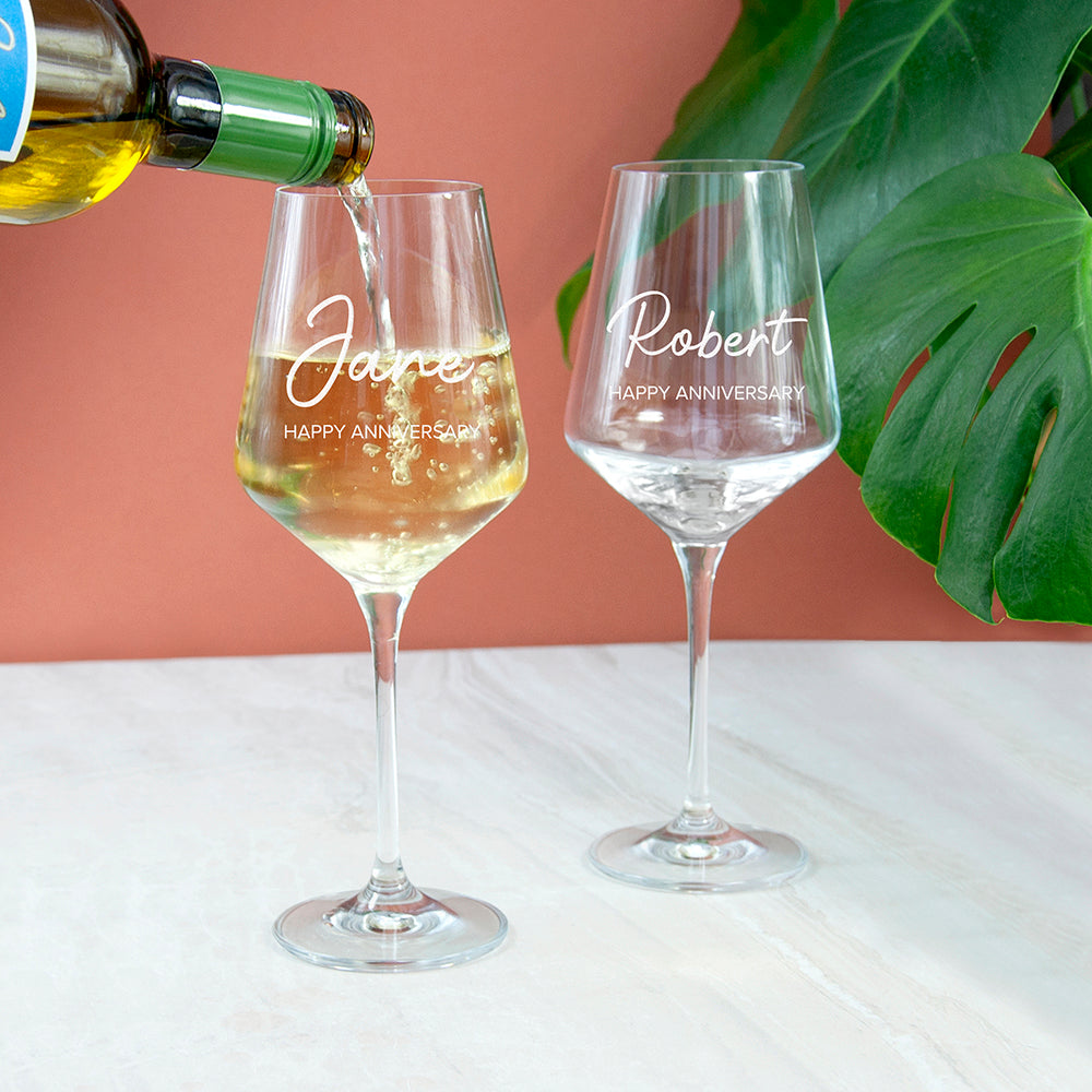 Personalised Anniversary Wine Glass
