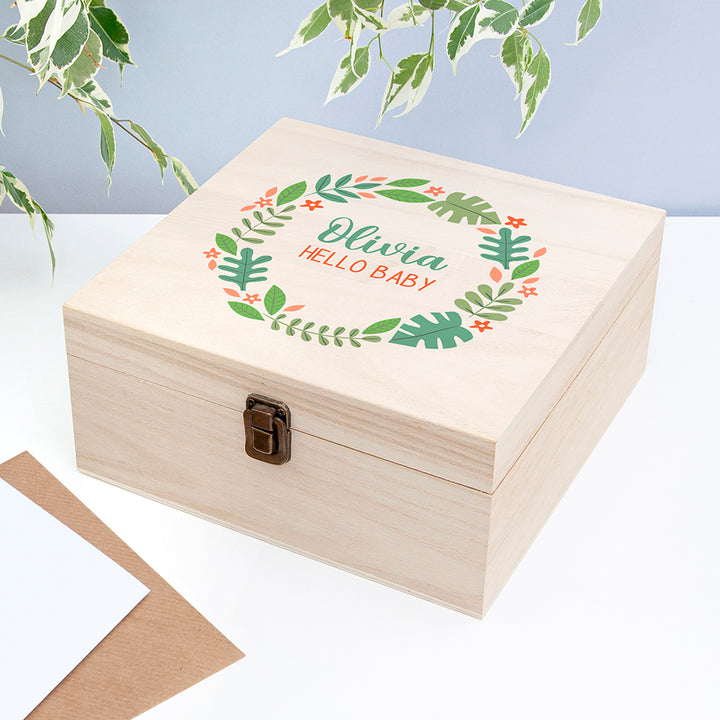 Personalised Hello Baby Wreath Keepsake Box