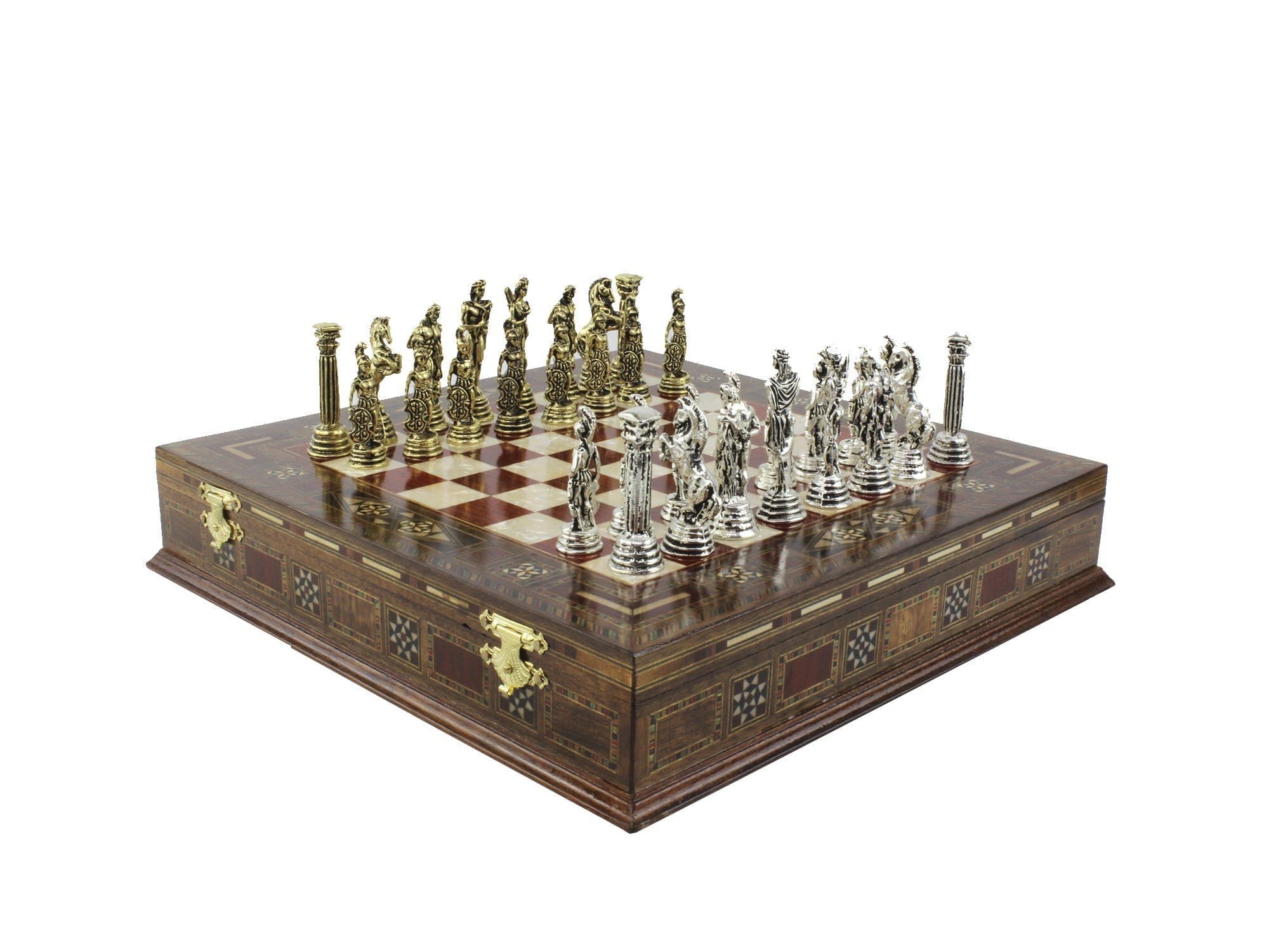 Personalised 10.8 Inches Red Wood Chess Set