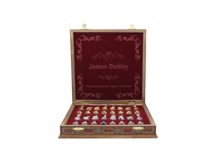 Personalised 10.8 Inches Red Wood Luxury Chess Set