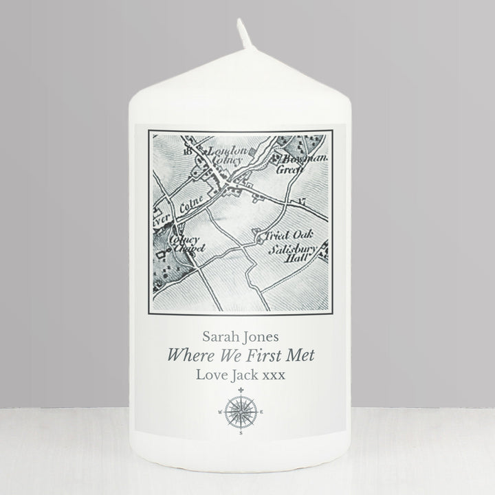 Personalised 1805 - 1874 Old Series Map Compass Pillar Candle