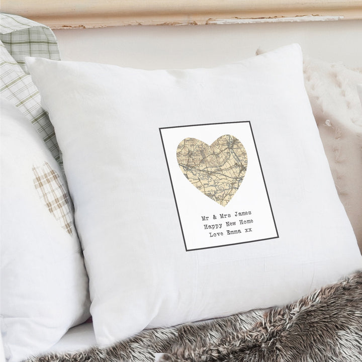 Personalised 1896 - 1904 Revised New Map Heart Cushion Cover