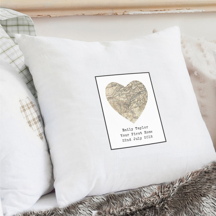 Personalised 1896 - 1904 Revised New Map Heart Cushion Cover