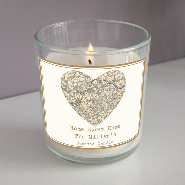Personalised 1896 - 1904 Revised New Map Heart Scented Jar Candle