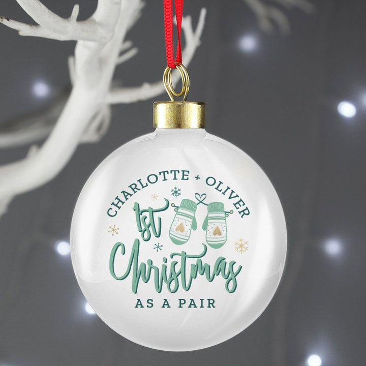 Personalised '1st Christmas As A Couple' Christmas Tree Bauble