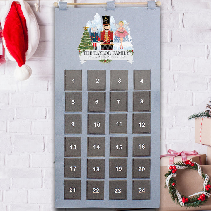 Personalised 2024 Nutcracker Advent Calendar In Silver Grey